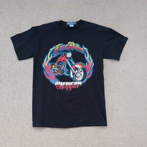 AMERICAN CHOPPER FIRE BIKE GRAPHIC T SHIRT BLACK MOTORCYCLE SIZE SMALL